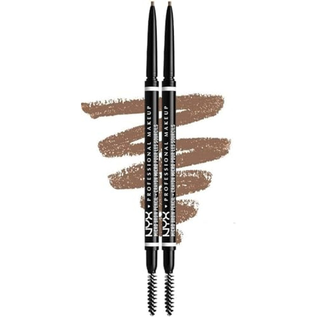 NYX Professional Makeup Wenkbrauwstift dubbelpak, Micro Brow Pencil, dubbelzijdig met uitdraaibare wenkbrauwstift en borsteltje, waterbestendig, wenkbrauwpotlood, veganistische formule, kleur: 01 – NYX PROFESSIONAL MAKEUP