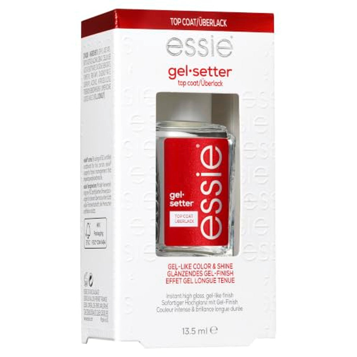 Essie Top Coat Nagelcoating voor bescherming en glans, transparant, 13,5 ml Glanzende gelafwerking. transparant | Fixeert de kleur, uitzonderlijk lange glans, hoogglanzende afwerking, veganistische formule, transparant – essie