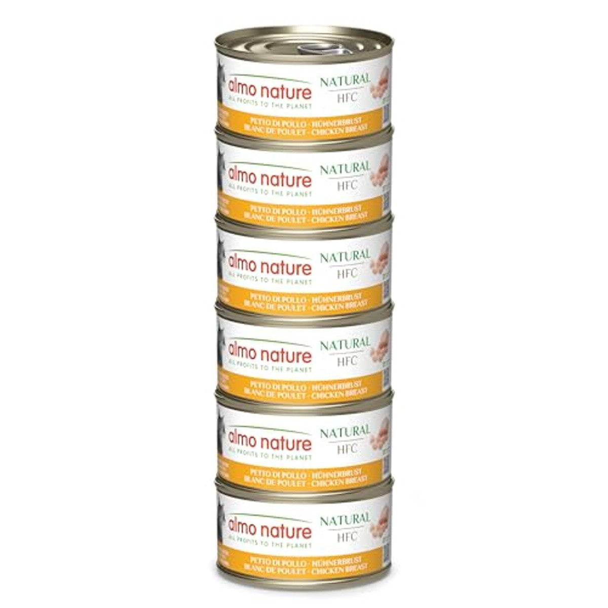 Almo Nature HFC Natural Natvoer voor volwassen katten, kippenfilet, hum-grade, glutenvrij en monoprotïne, 6 x 70 g – almo nature