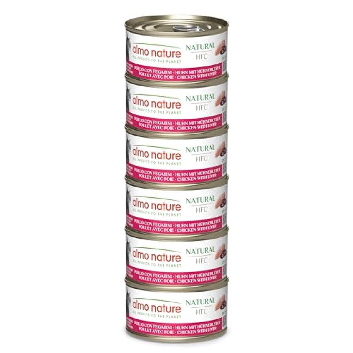 Almo Nature HFC Natural Natvoer voor volwassen katten, kip & lever, Human Grade, glutenvrij, 6 x 70 g – almo nature