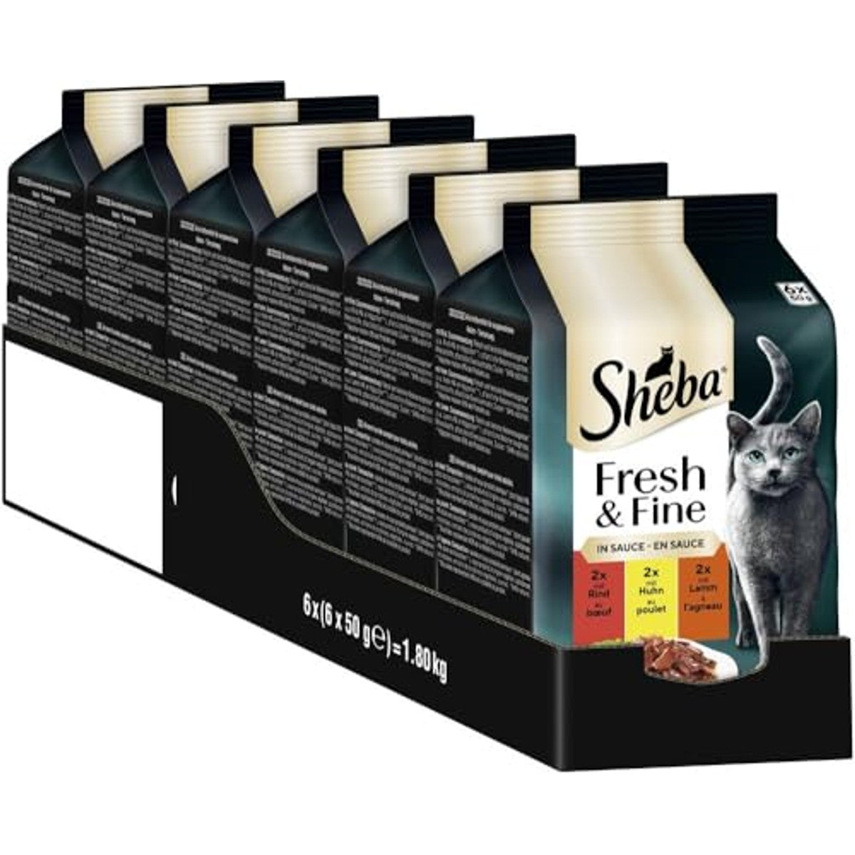 Sheba Fresh & Fine natvoer kattenvoer rundvlees en kip 6 x 6 x 50 g - 6-pack