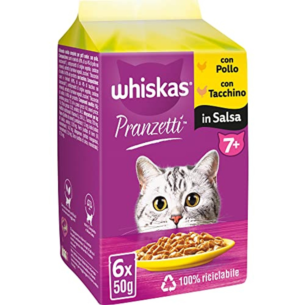 Whiskas Lunch natvoer kattenvoer vlees wit senior 72 x 50 g - 3-pack