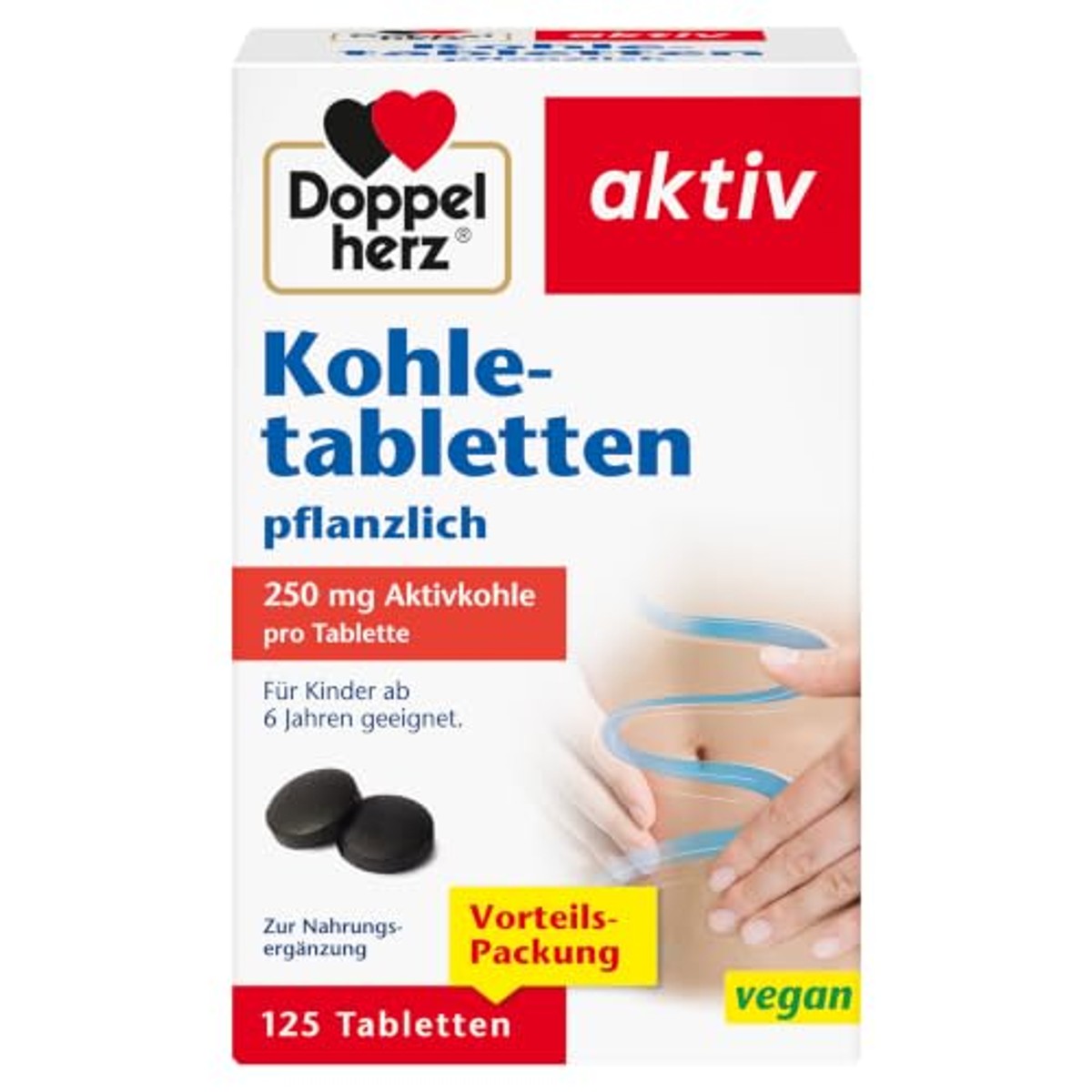 Doppelherz Plantaardige Kooltabletten 125 stuks - 6-pack