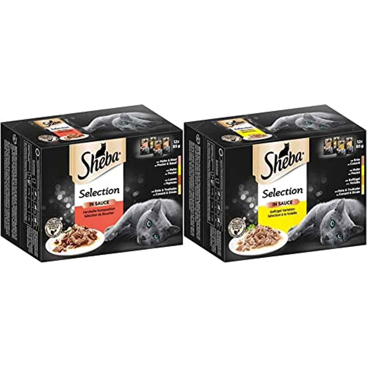 Sheba Selection in Saus kattenvoer Rund-Kip-Kalkoen-Lam 48 x 85 g - 3-pack