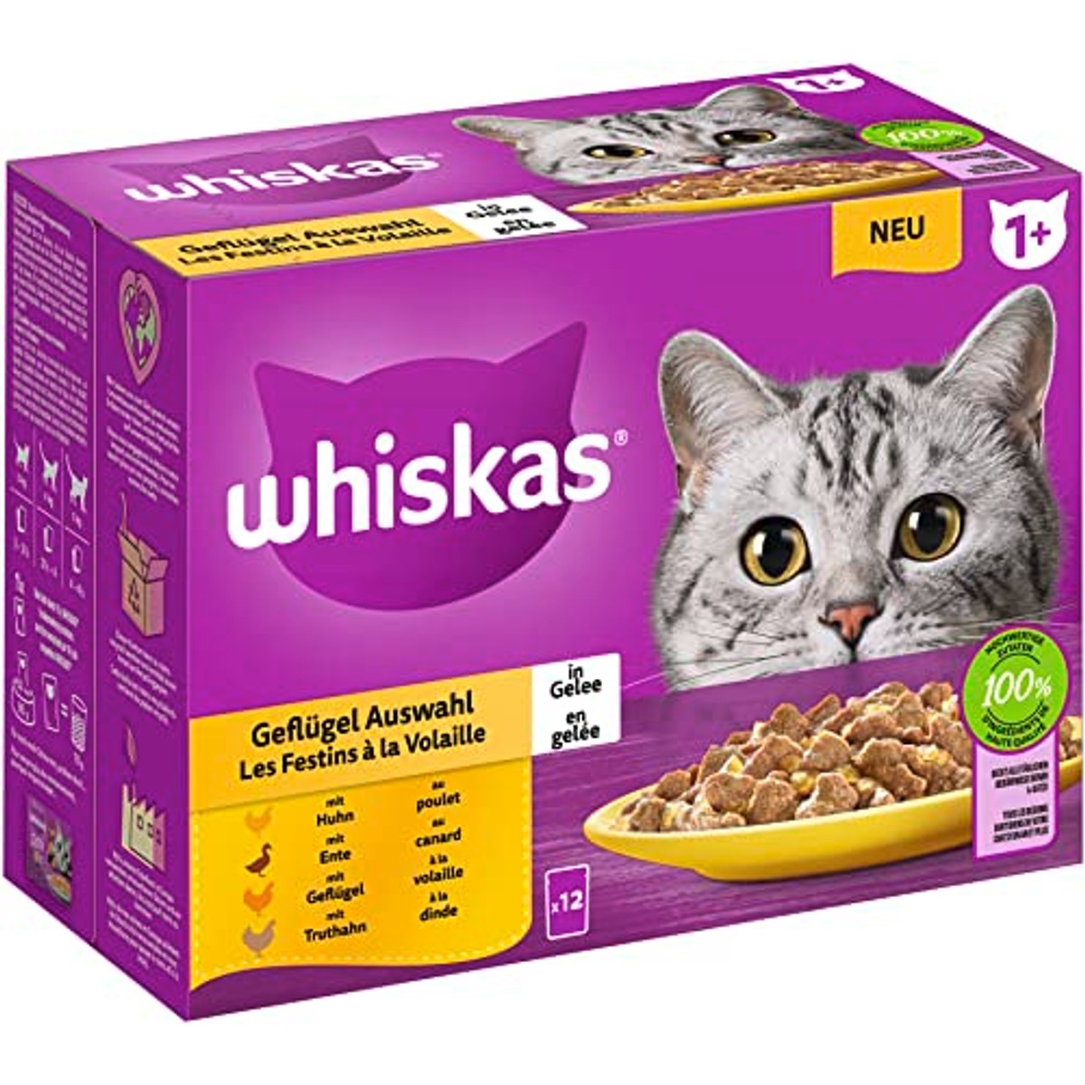 Whiskas natvoer kattenvoer gevogelte in gelei 12 x 85 g - 6-pack