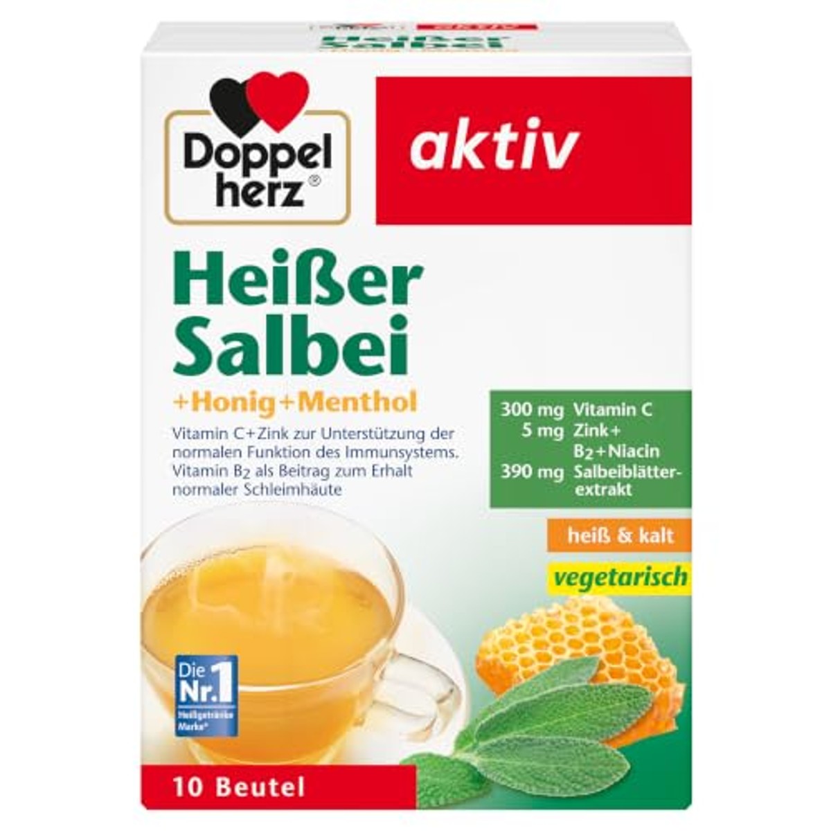 Doppelherz Hete Salie met Honing en Menthol 10 zakjes - 3-pack