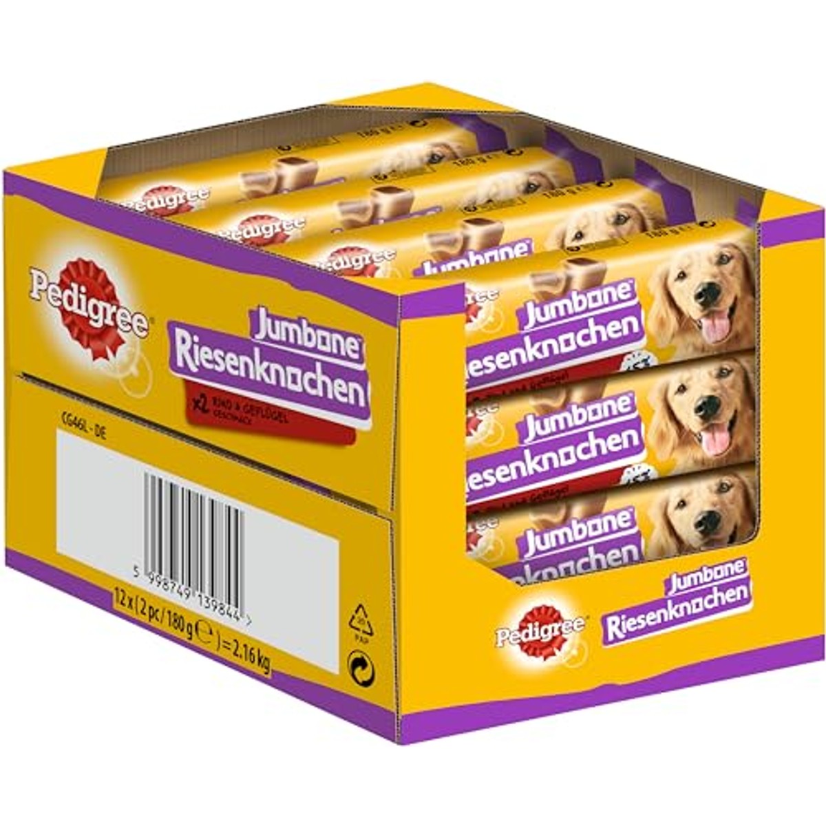 Pedigree Jumbone Reuzenbotten middelgroot rund & gevogelte hondensnack 12 x 2 stuks - 3-pack