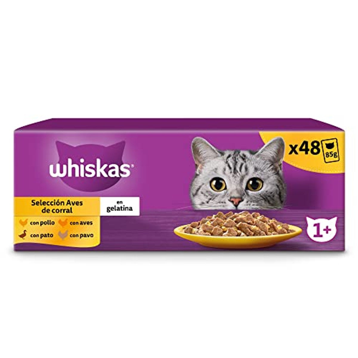 Whiskas natvoer kattenvoer in gelei vogelkeuze 48 x 85 g - 3-pack