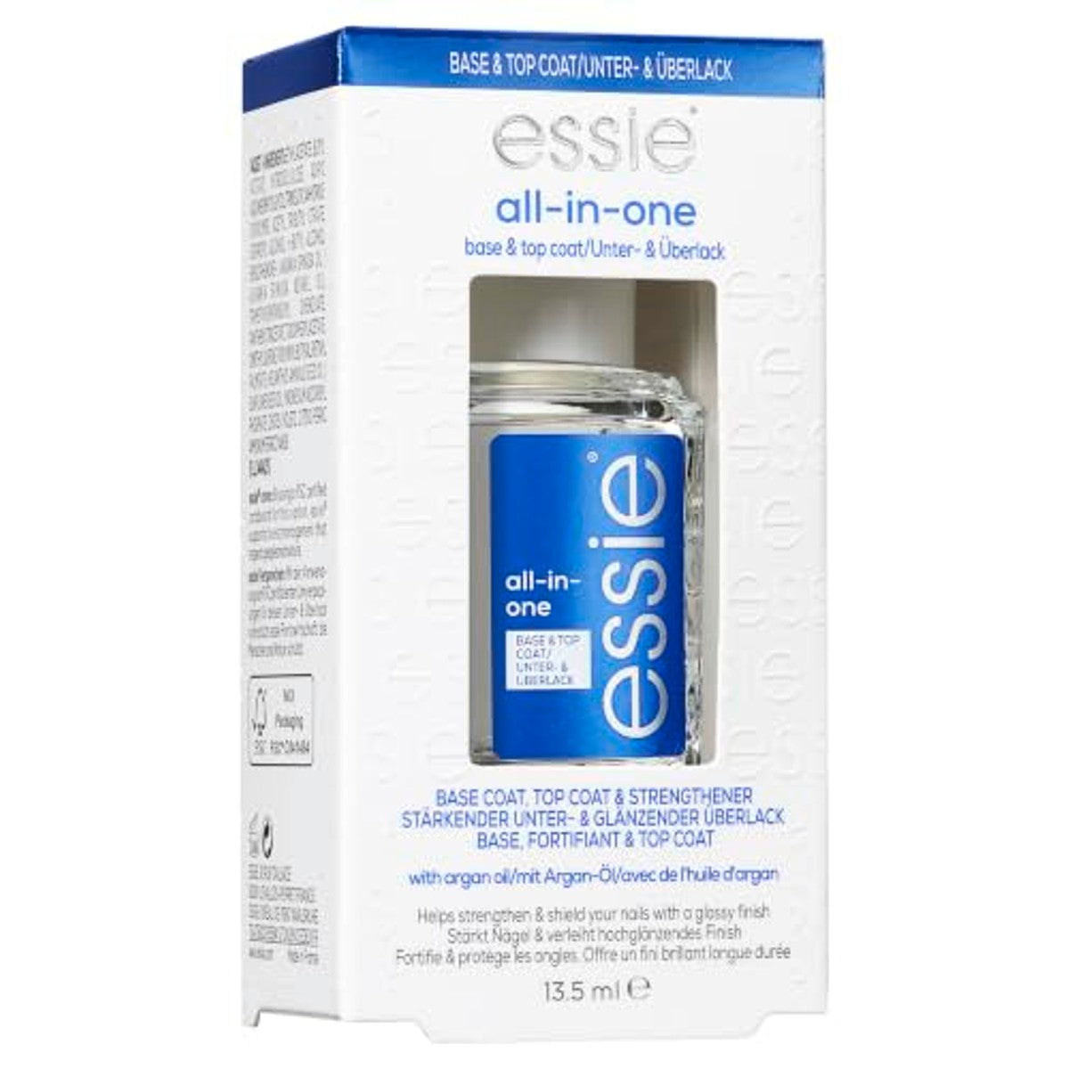 Essie Base/Top Coat all-in-one met arganolie, basislak en toplak, sterkte en glans, helder, 13,5 ml – essie