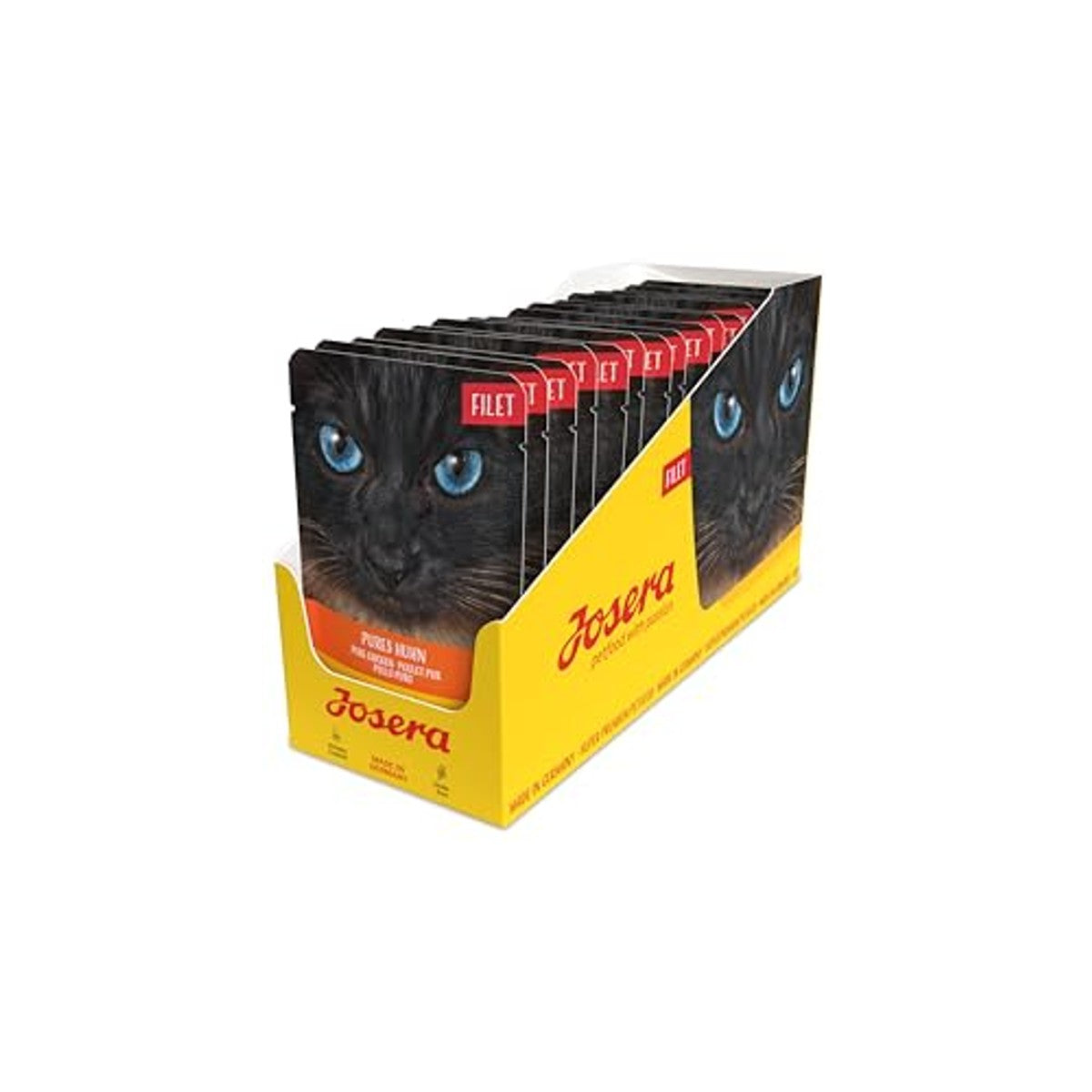 JOSERA Filet Pures kip (16 x 70 g) | Adult | Premium kattenvoer nat | Graanvrij natvoer in vershoudzak voor volwassen katten, pure kip met 40% kippenfilet, verpakking van 16 stuks – Josera