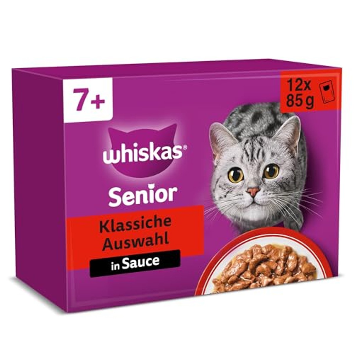 Whiskas 7+ natvoer kattenvoer klassieke keuze 48 x 85 g - 3-pack