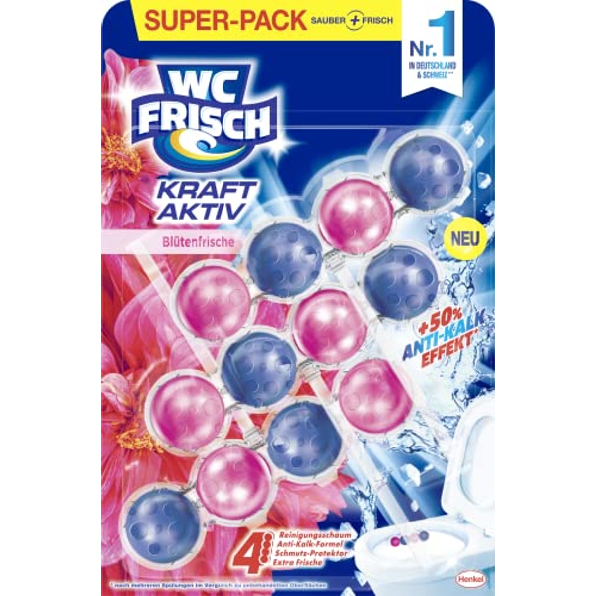 WC-Frisch Kraft Aktiv geurspoeler bloemen-frisheid set van 3 – WC-Frisch