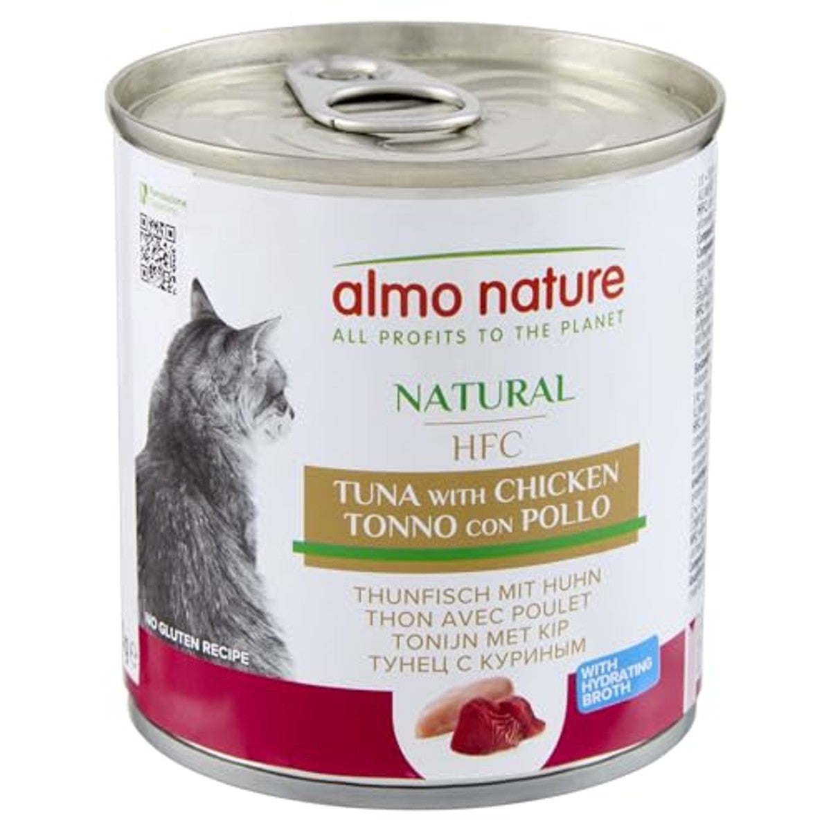 Almo Nature HFC Natural Natvoer voor volwassenen en katten, tonijn en kip, 280 g, verpakking van 12 stuks – almo nature