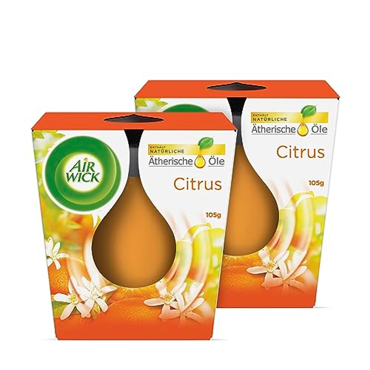 Air Wick Duo geurkaars in glas citrus 2 x geurkaarsenset - 6-pack