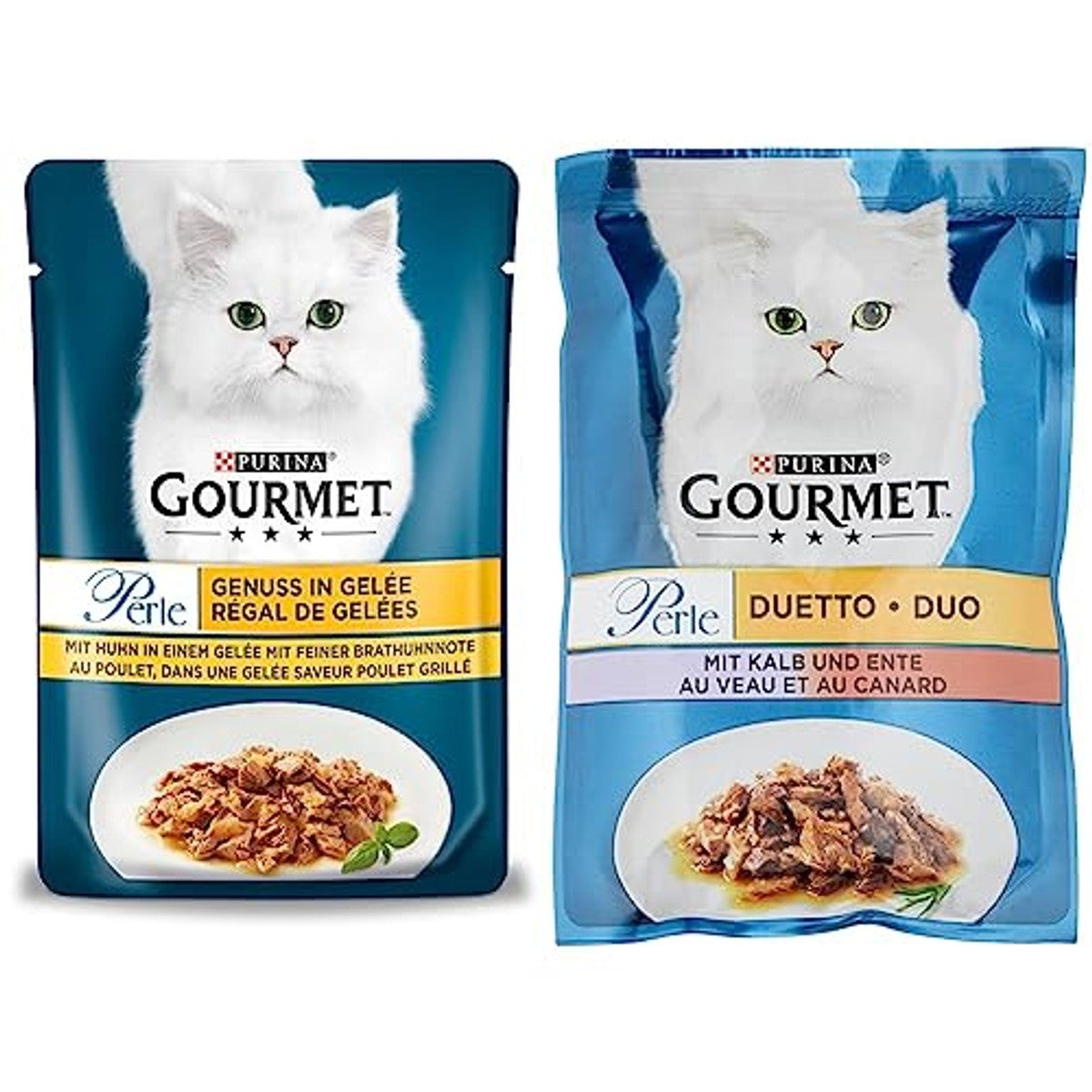 Purina Gourmet Perle natvoer kattenvoer kip-gelei & kalf-eend 2x26x85g - 3-pack