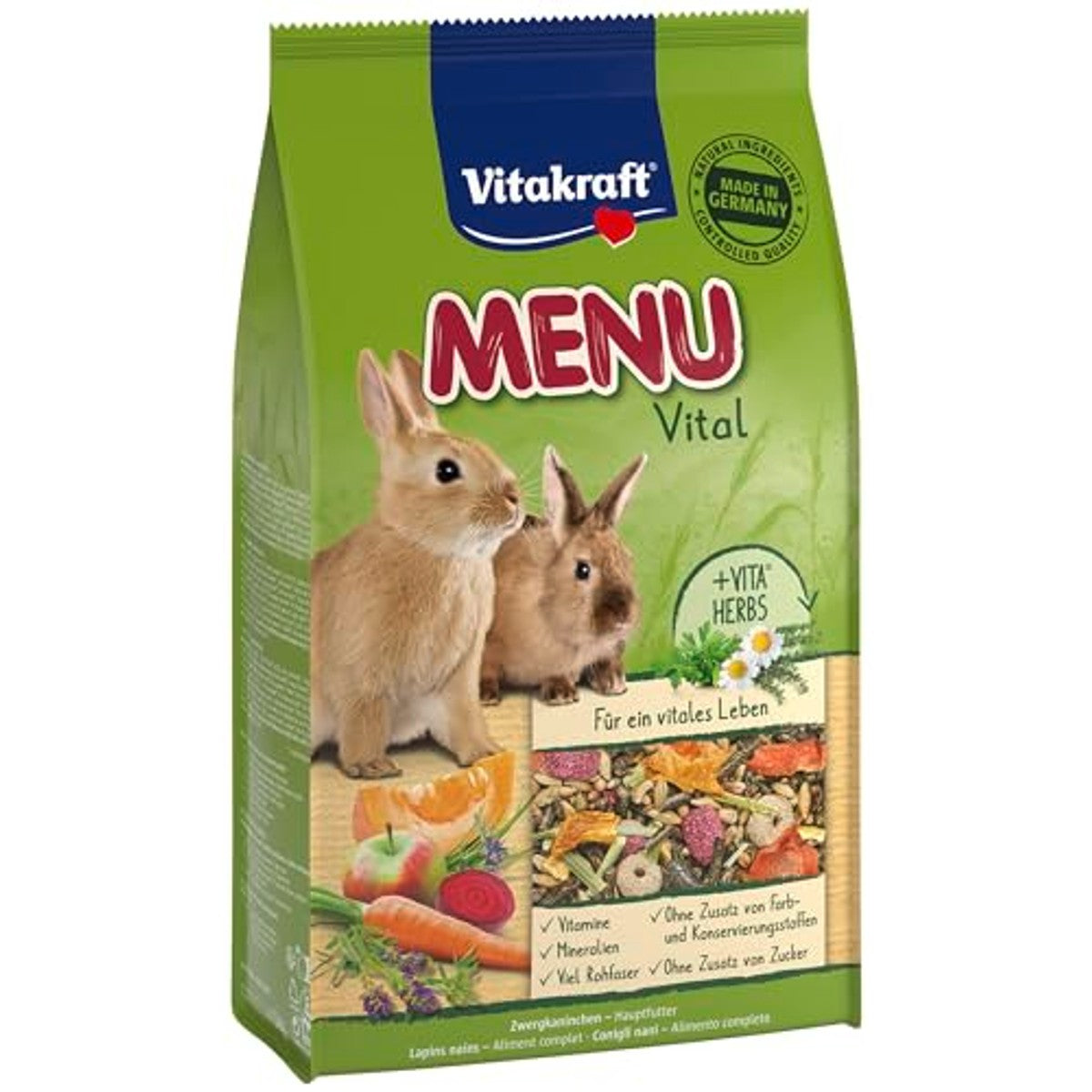 Vitakraft Voeding voor dwergkonijnen knaagdiervoer 1 kg - 6-pack
