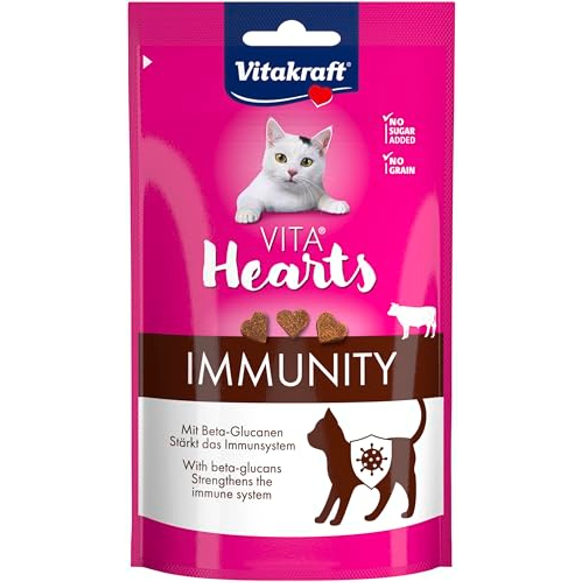 Vitakraft Vita Hearts Immunity kattensnack rundvlees 1 x 40 g - 3-pack
