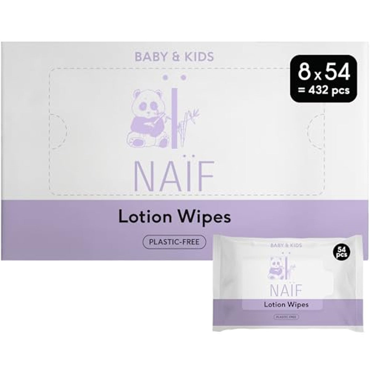 Naïf Plasticvrije Lotion Vochtige Doekjes 3 x 432 stuks - Voordeelverpakking