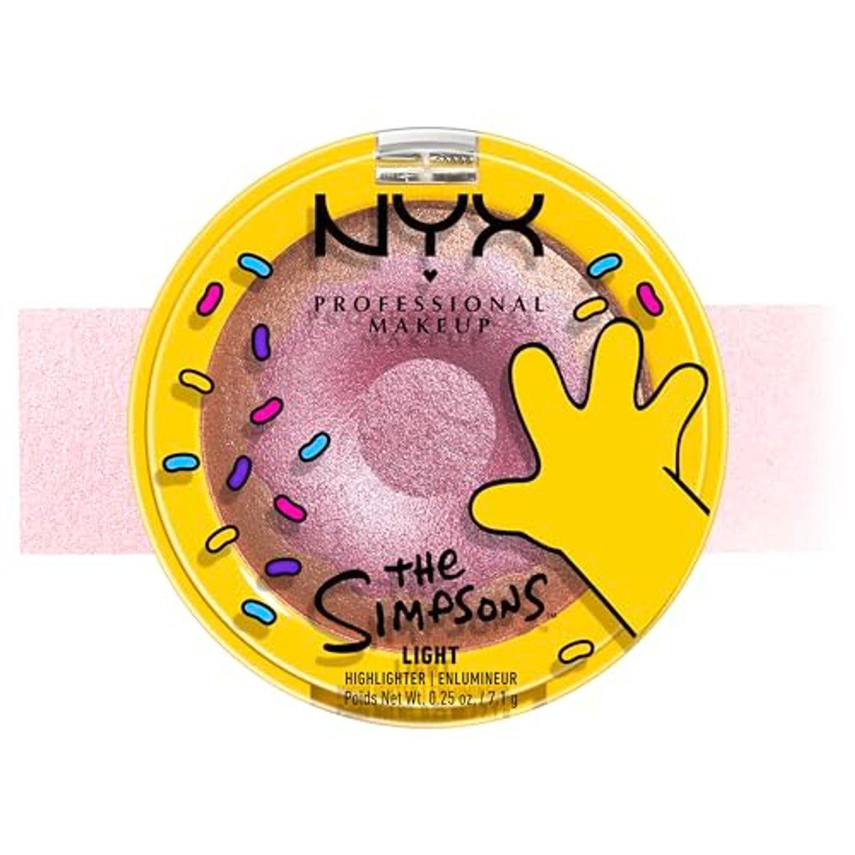 NYX Professional Makeup Homer Simpson Donut Highlighter, vorstig, boterachtig, hoogglanzend, romig, veganistisch, Donut Mind If I Do, 1 stuk – NYX PROFESSIONAL MAKEUP