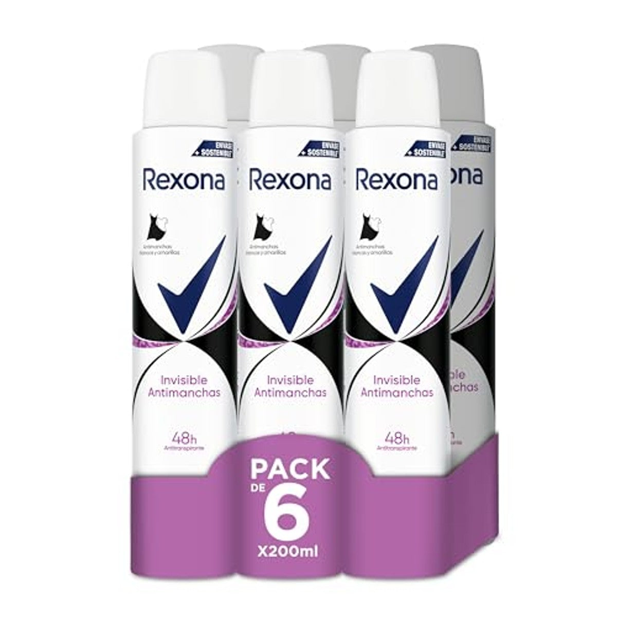 Rexona Invisible Black & White Anti-transpirant 200 ml, 6 stuks – Rexona