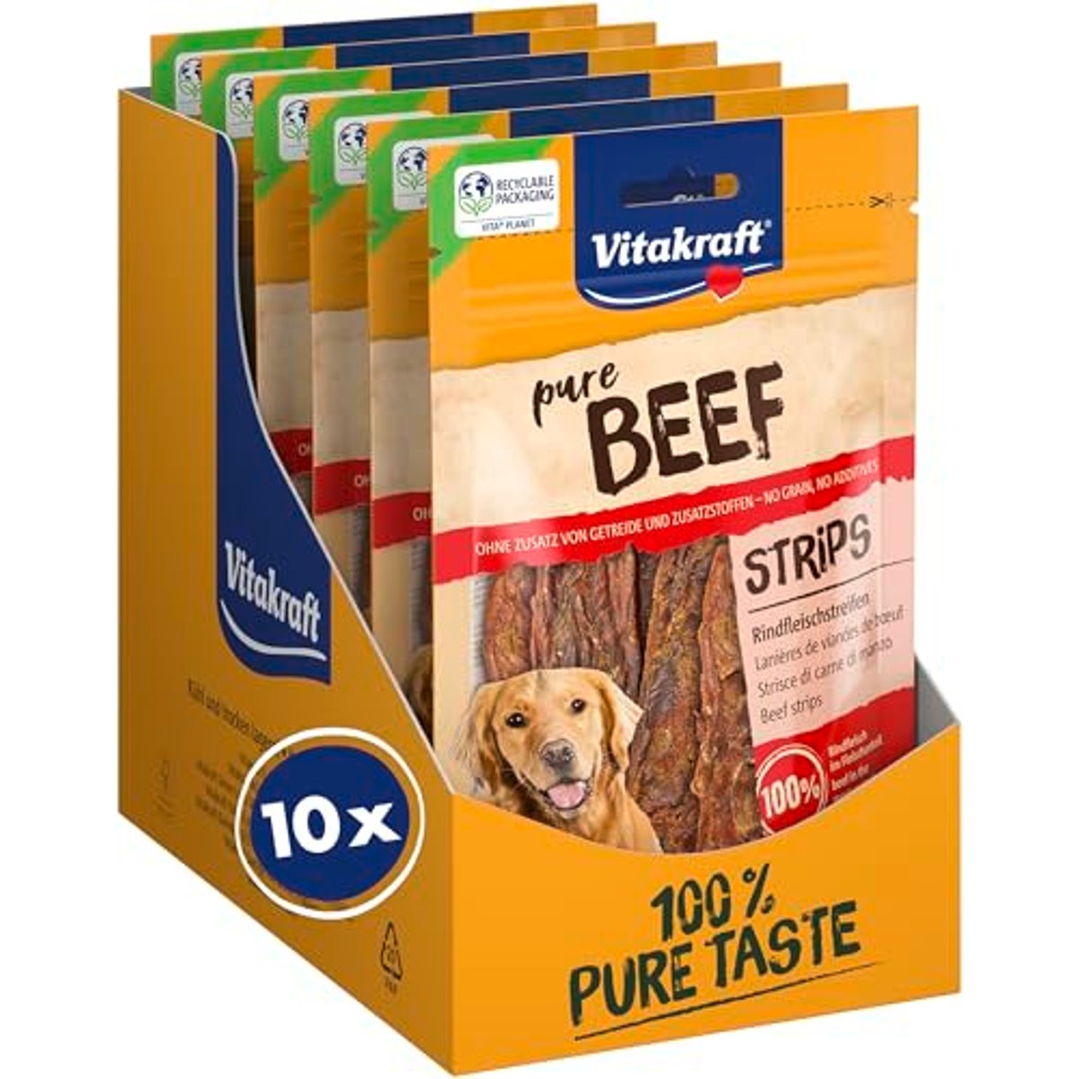 Vitakraft Pure Beef Strips hondensnack rund 10 x 80 g - 3-pack