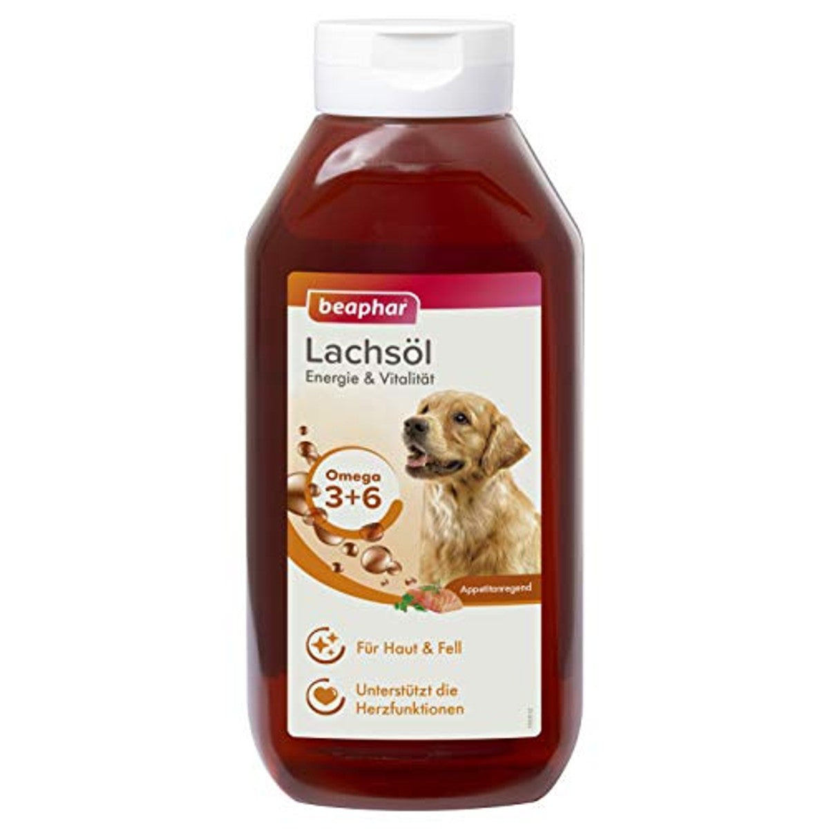 beaphar - Zalmolie voor honden en katten - Energie en vitaliteit - Ideaal voor een barf-voeding - Ondersteunt hart, huid en vacht - Met Omega 3 en Omega 6 - Dagelijks vitamingnutje - 940 ml – beaphar