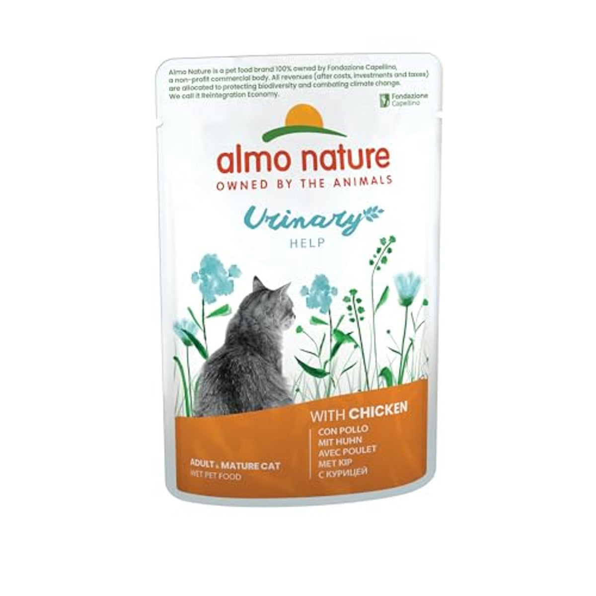 Almo Nature Urinary Help Natvoer voor volwassen katten met kip, 70 g, verpakking van 30 stuks – almo nature