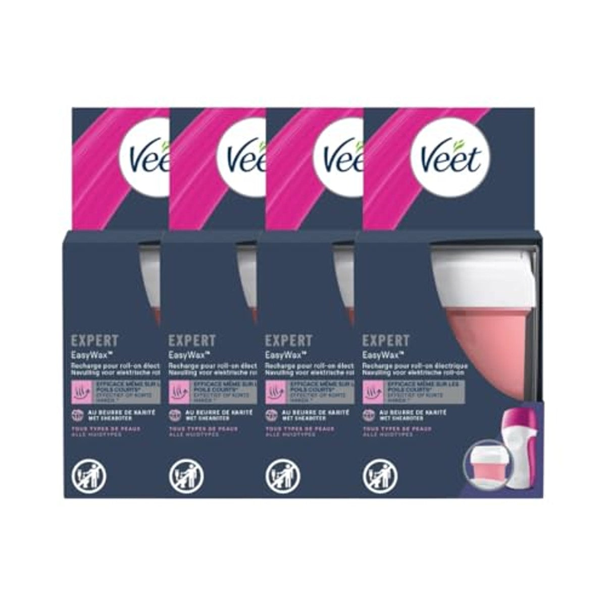 Veet EasyWaxTM 4 navullingen wax armen en benen sheaboter 6 x 50 ml - Voordeelverpakking