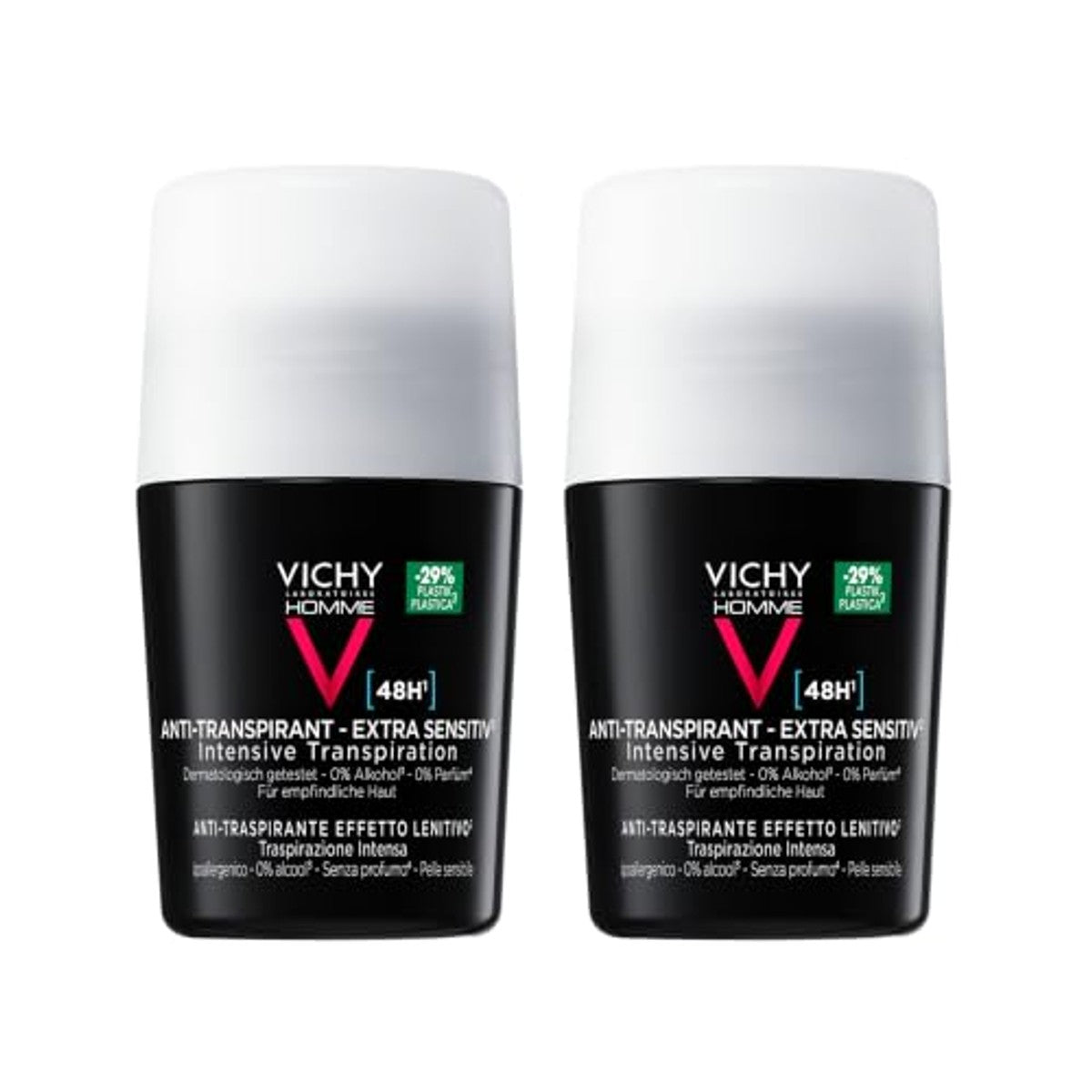 Vichy Homme Anti-Transpirant 48H Roll-On voor de Gevoelige Huid 2 x 50 ml - 6-pack