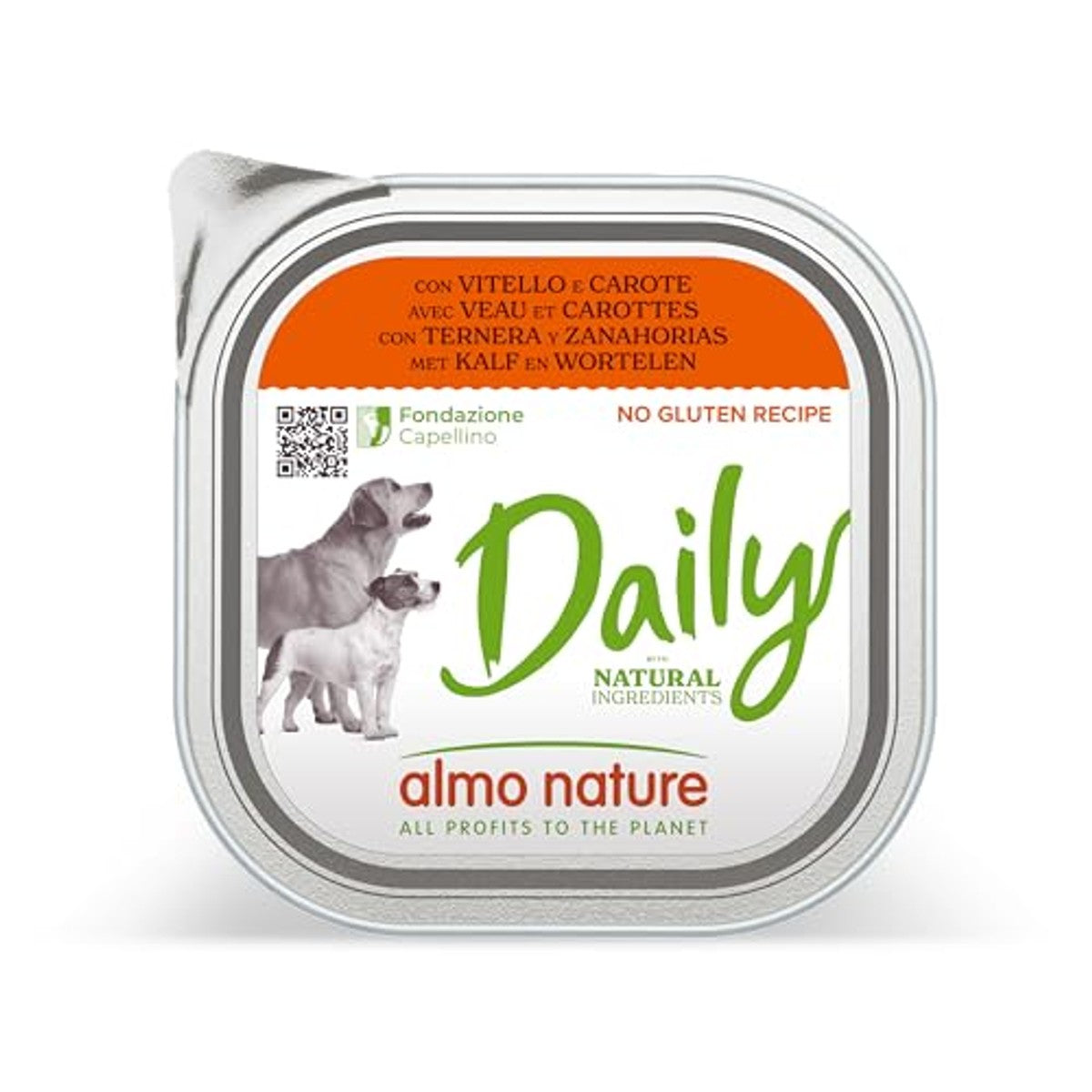 Almo Nature Daily Natvoer voor Honden Kalf en Wortelen 9 x 300 g - 6-pack