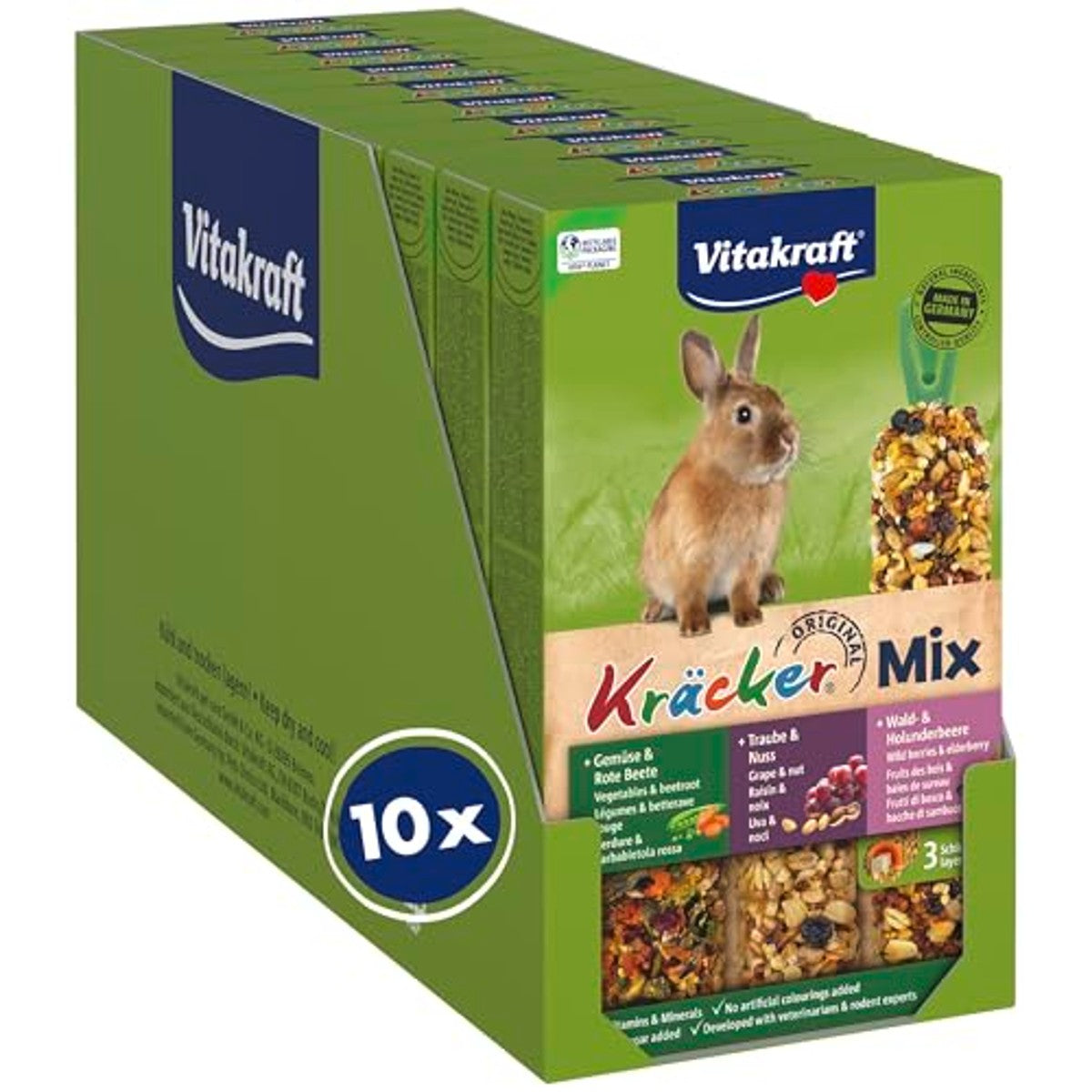 Vitakraft Cracker-mix knaagdiersnack dwergkonijn 10 x 168 g - 3-pack