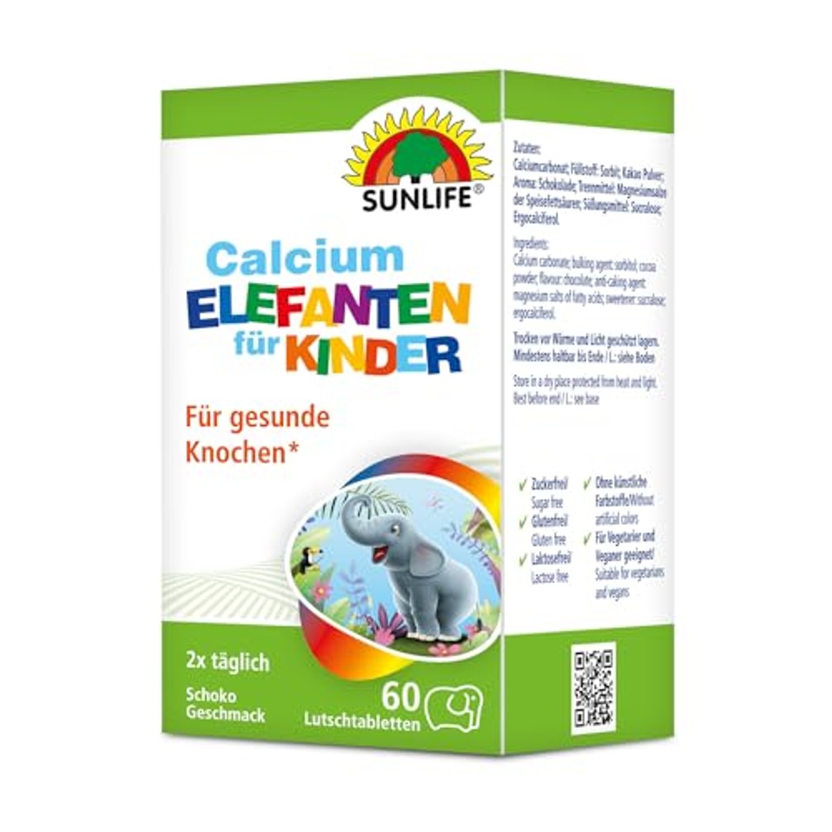 Sunlife Calcium Chocolade Olifanten Zonder Suiker - 3-pack