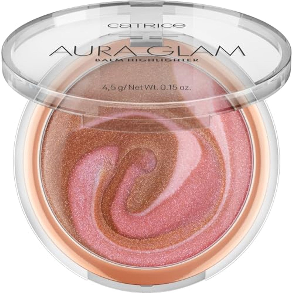 Catrice Aura Glam Balm Highlighter, nr. 010, roze, direct resultaat, stralend, glinsterend, veganistisch, olievrij, zonder parfum, zonder alcohol, per stuk verpakt (4,5 g) | Onmiddellijk resultaat, balsem highlighter in gemarmerd – Catrice Cosmetics