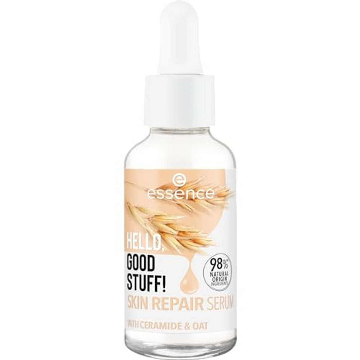 Essence HELLO, GOOD STUFF! Skin Repair Serum, gezichtsserum, wit, verzorgend, reparerend, doorschijnend, veganistisch, olievrij, zonder parabenen, zonder microplasticdeeltjes, per stuk verpakt (30ml) – Essence Cosmetics