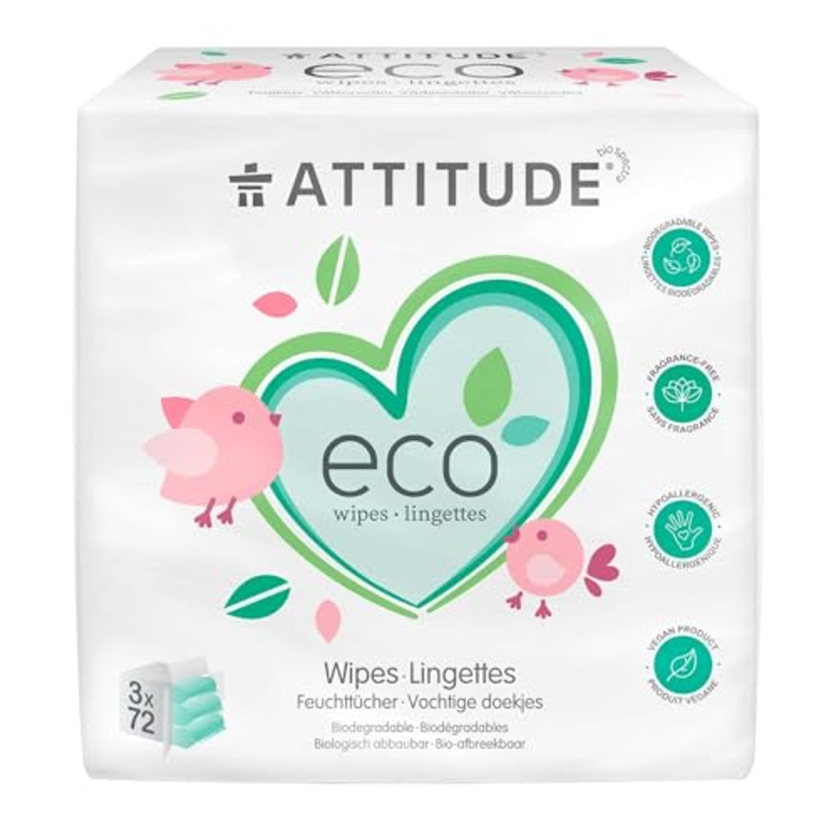 Attitude baby doekjes navulling 3 x 72 – ATTITUDE
