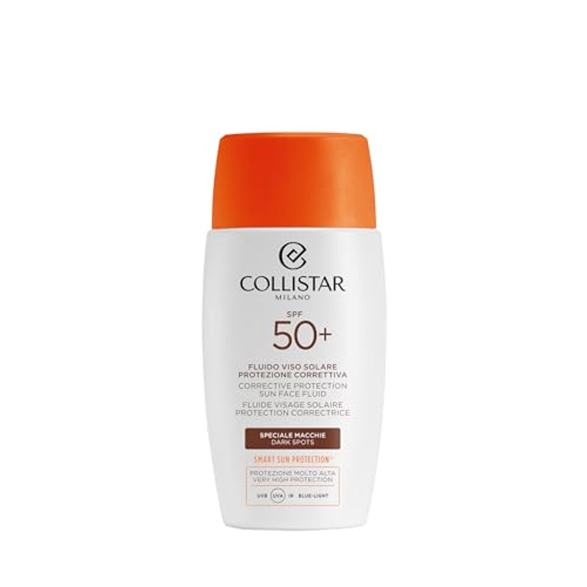 Collistar Zonwering Gezichtsvloeistof SPF 50+, Speciaal tegen Vlekken, Hoge Bescherming UVA-UVB-IR, Pro-Vitamine D-Systeem, Behandeld Zonnevlekken, Lichte, Zijdeachtige Textuur, Snel Intrekken, 50 ml - 3-pack