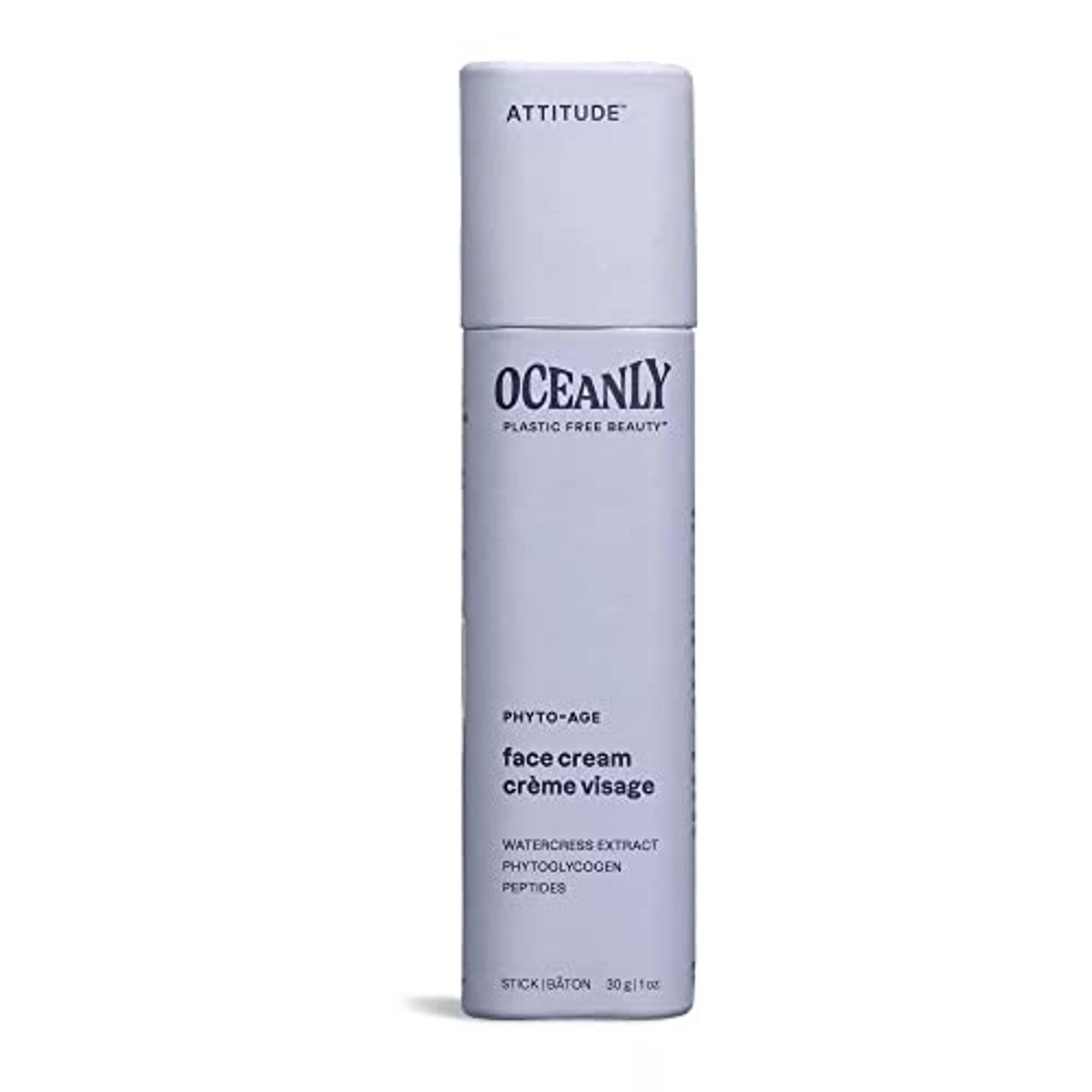ATTITUDE Oceanly Face Cream Stick, EEG-gecertificeerd, plasticvrij, plantaardige en minerale ingrediënten, veganistische huidverzorgingsproducten, PHYTO AGE, ongeparfumeerd, 30 gram – ATTITUDE