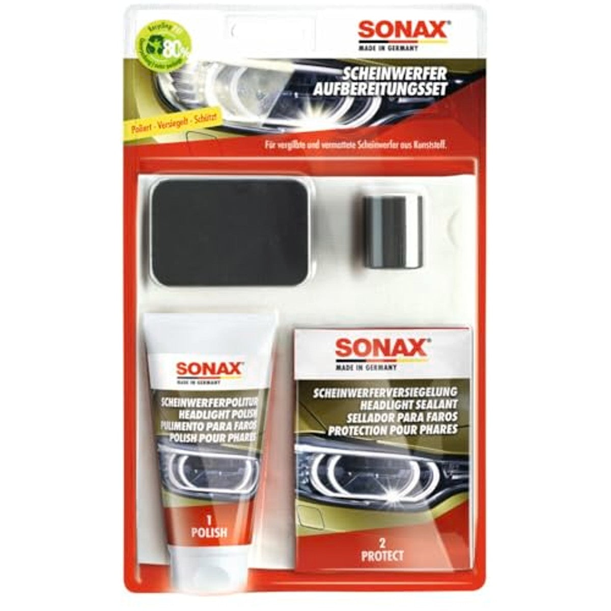 SONAX Koplamprestauratieset 6 x 75 ml - Voordeelverpakking – foto 2