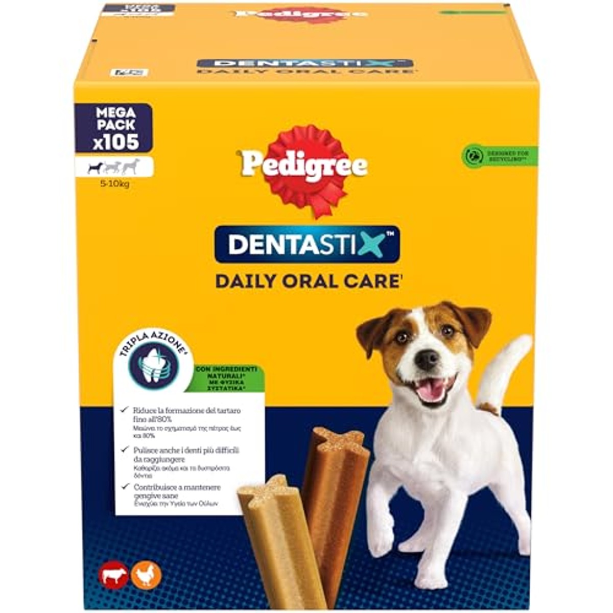 Pedigree Dentastix hondensnack kip kleine hond 5-10 kg 105 stuks - 3-pack