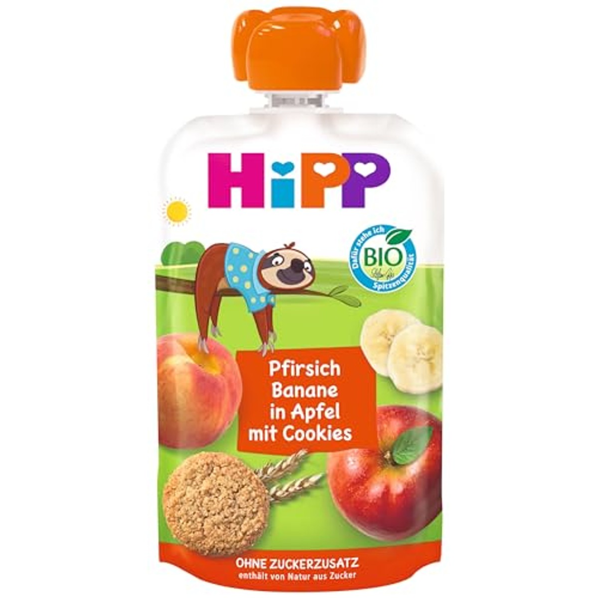 HiPP Biologische perzikbanaan in appel met koekjes 6 x 100 g – HiPP