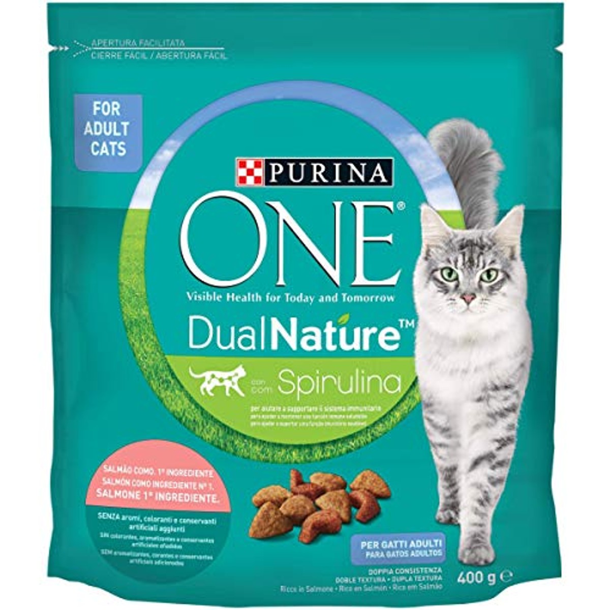 PURINA ONE Dualnature droogvoer kat zalm 400 g - 3-pack