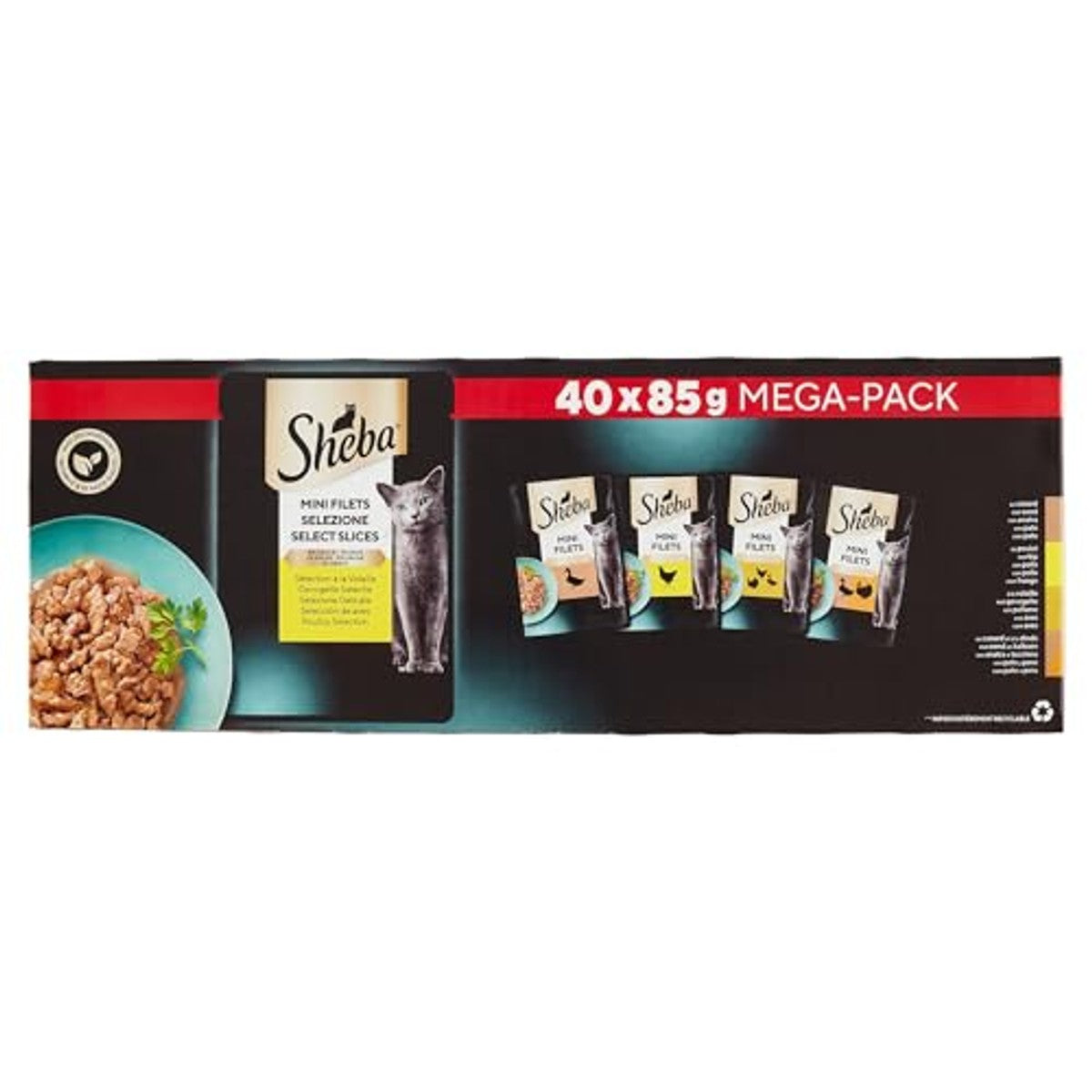 Sheba Mini Filets natvoer kattenvoer gevogelte 40 x 85 g - 3-pack