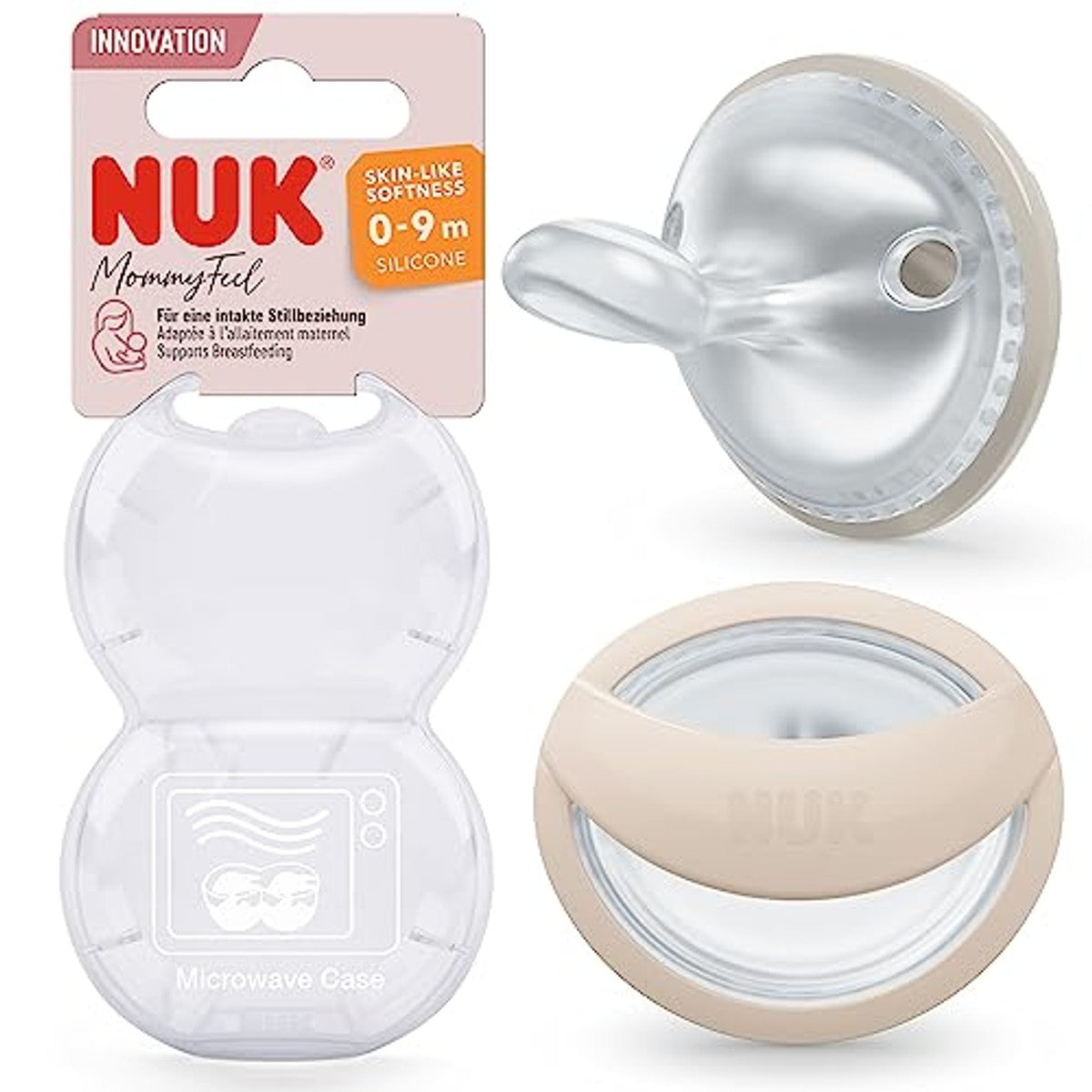 NUK MommyFeel babyfopspeen 0-9 maanden greige & zandsteen 2 stuks – NUK
