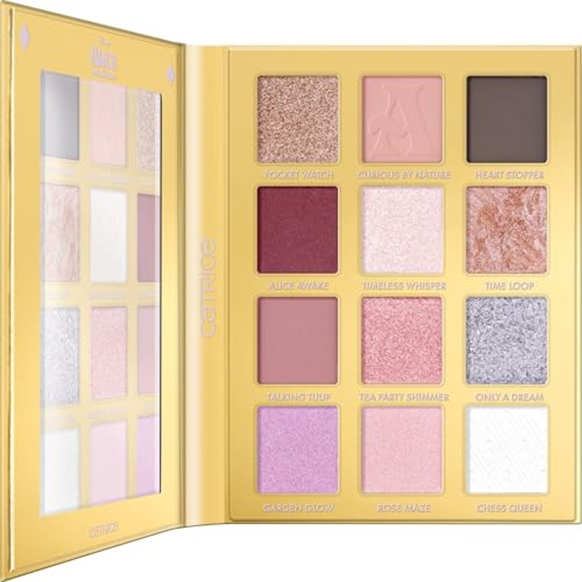 Catrice Disney Alice in Wonderland Oogschaduwpalet, oogschaduw, nr. C02, meerkleurig, 12 kleuren, sterk gepigmenteerd, veganistisch, zonder microplasticdeeltjes, nanodeeltjes, olievrij, per stuk – Catrice Cosmetics