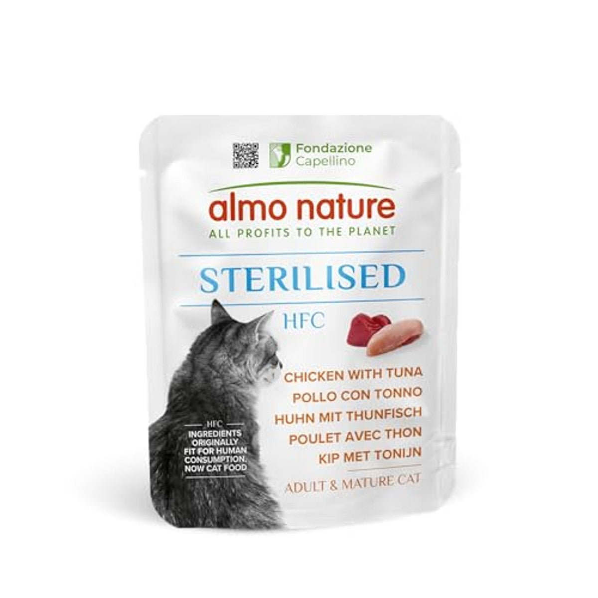 Almo Nature HFC Functional Sterilised Natvoer voor volwassen katten, kip met tonijn, 24 zakjes van 50 g – almo nature