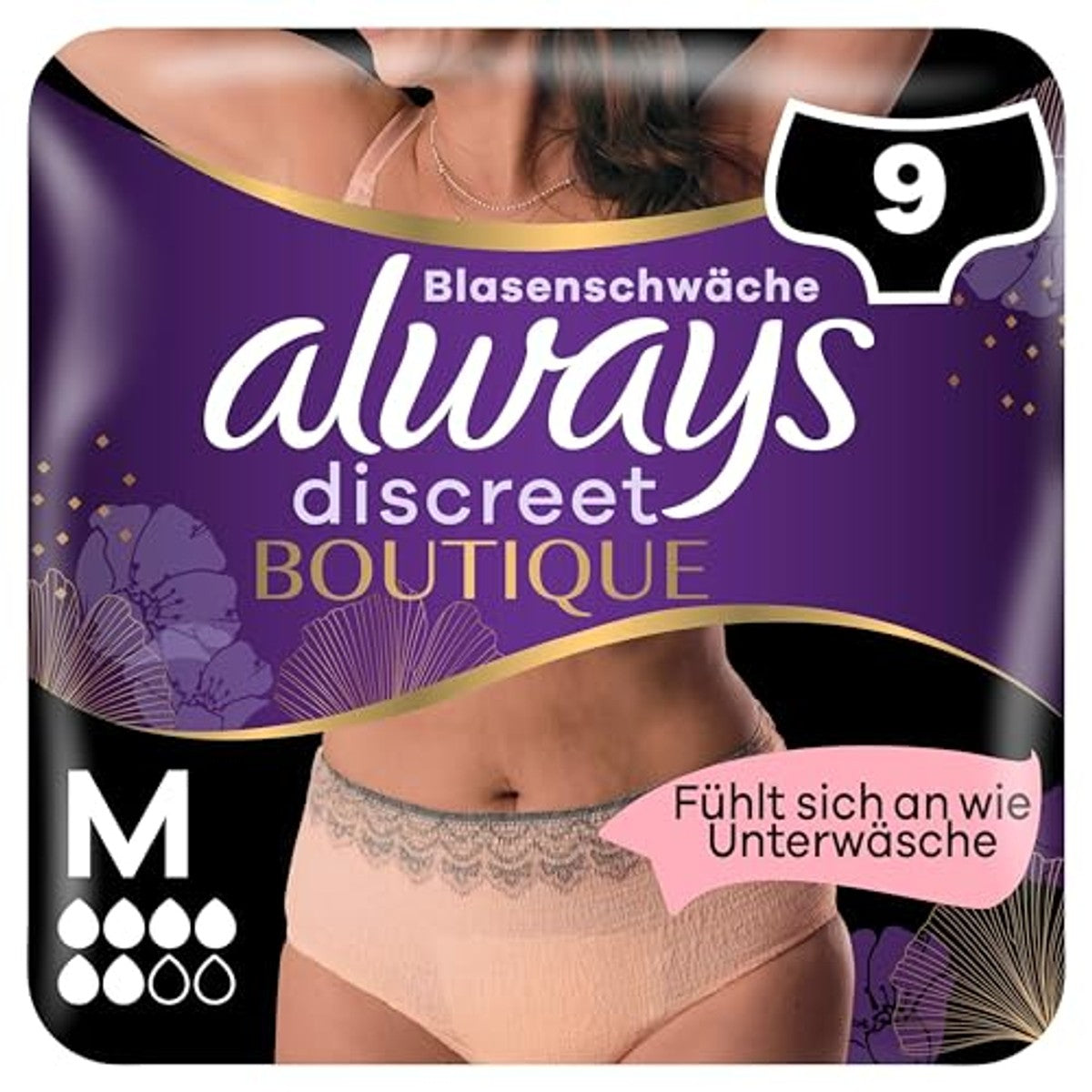 Always Discreet Boutique incontinentie slipjes rosé M 9 stuks – Always Discreet