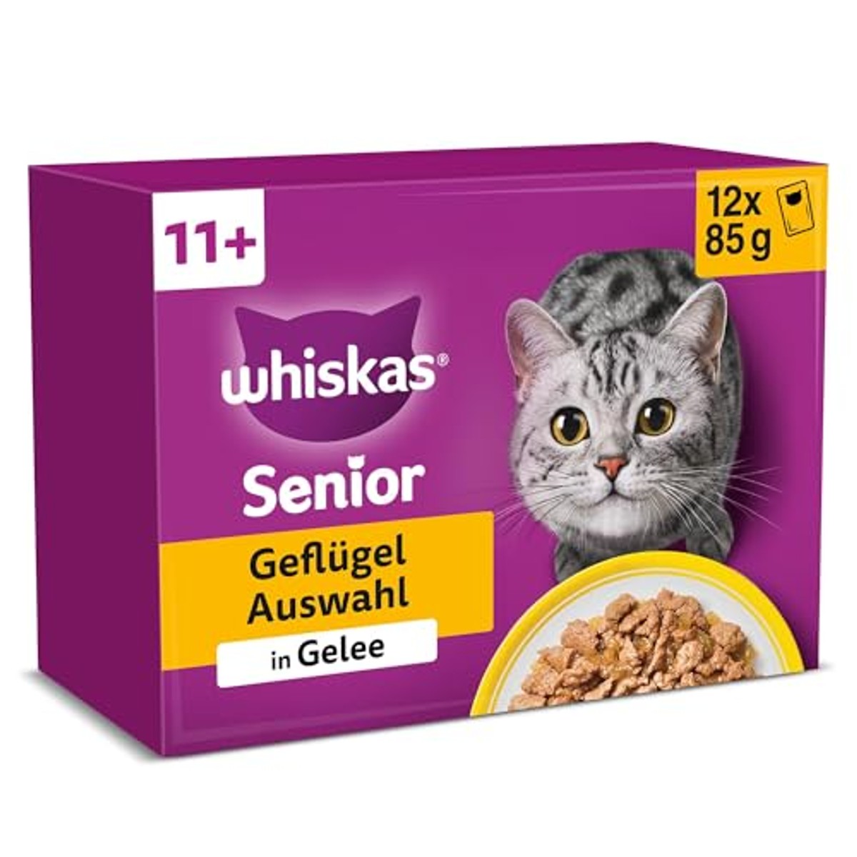 Whiskas Senior 11+ natvoer kattenvoer gevogelte 48 x 85 g - 3-pack