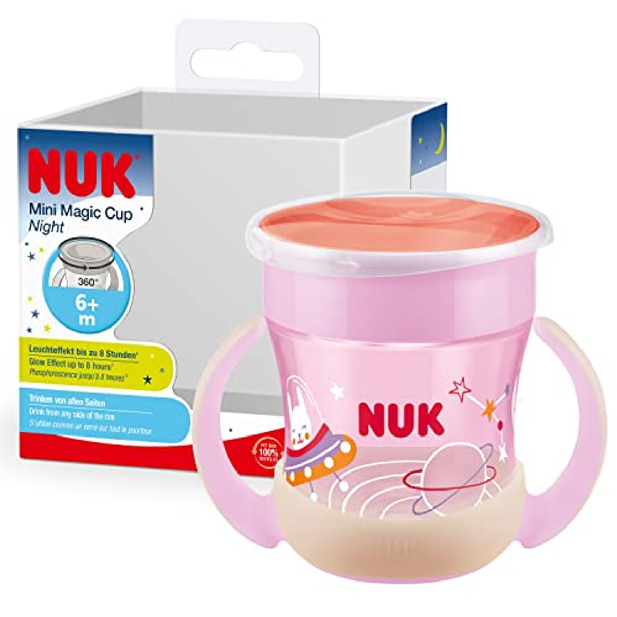 NUK Mini Magic Cup Night drinkbeker roze 3 x 160 ml - Voordeelverpakking