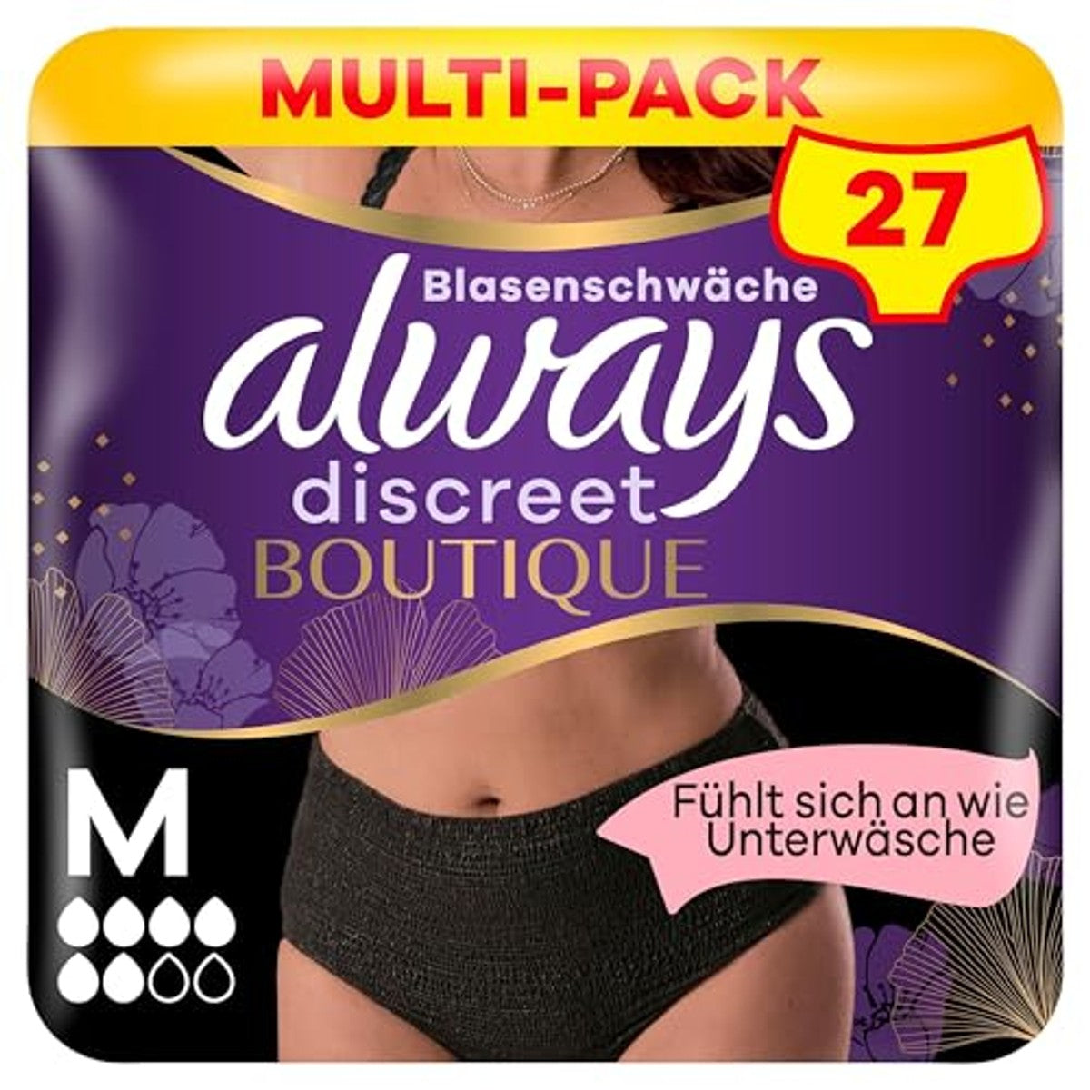 Always Discreet Boutique incontinentie slipjes zwart M 9 stuks – Always Discreet