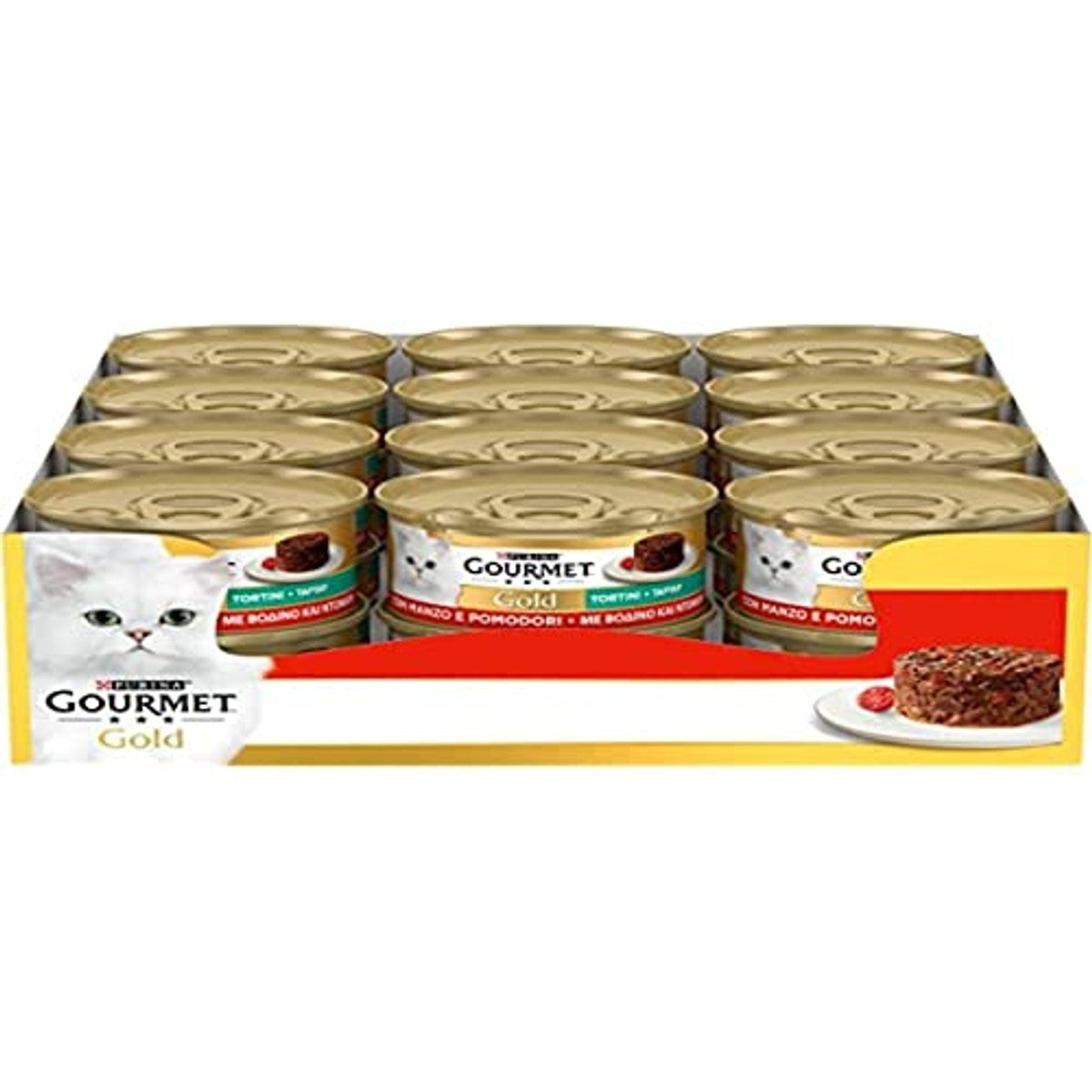 Gourmet Gold Pasteitjes natvoer kattenvoer rund & tomaat 24 x 85 g - 6-pack